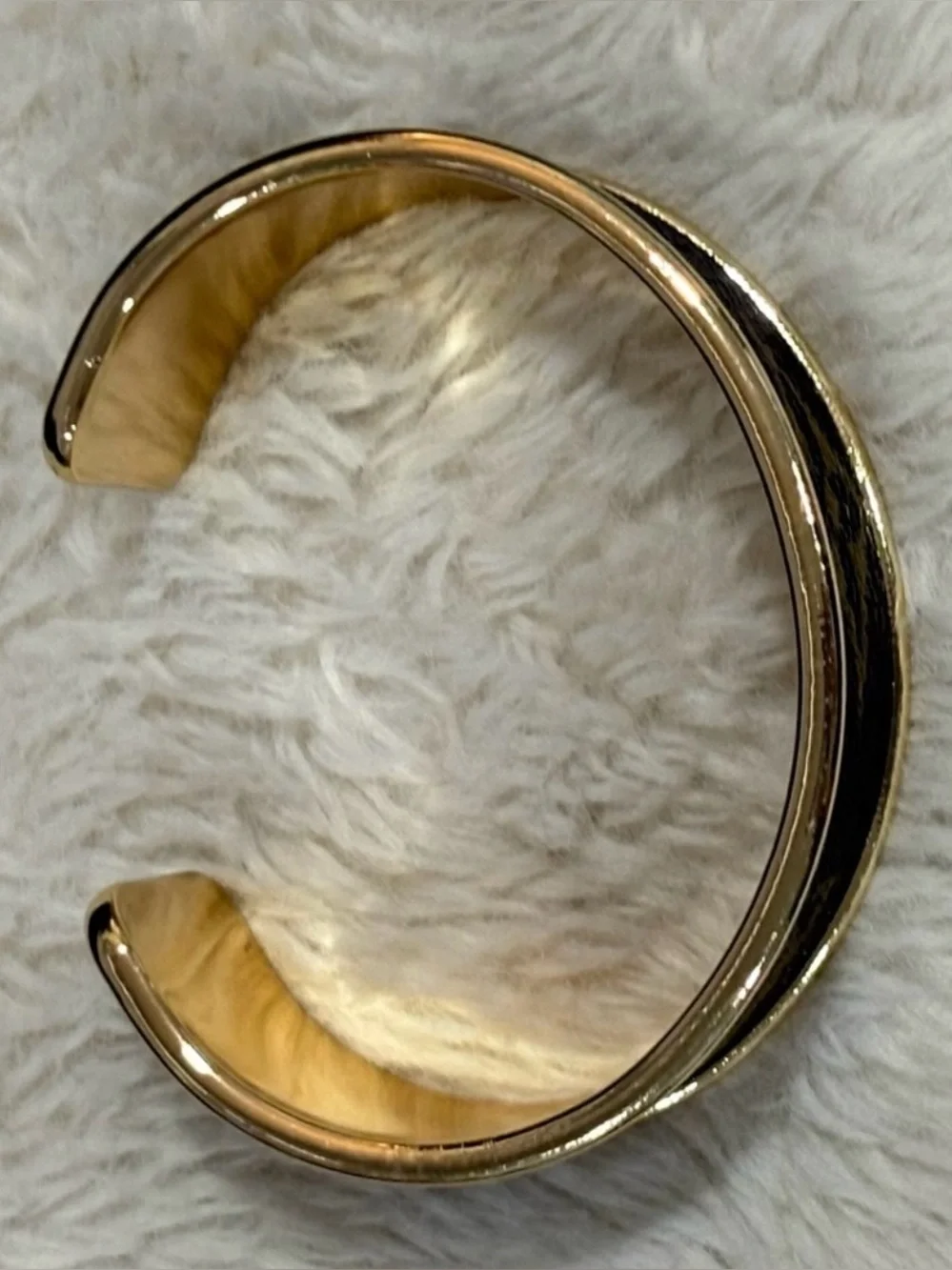 Gold-Tone Black Wide Cuff Bracelet with Subtle Pattern